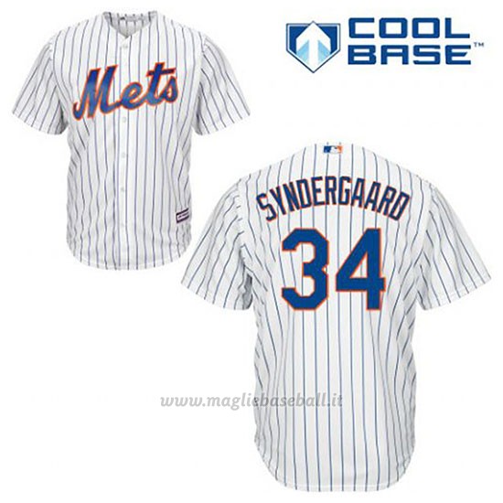 Maglia Baseball Uomo New York Mets Noah Syndergaard 34 Bianco 1ªCool Base
